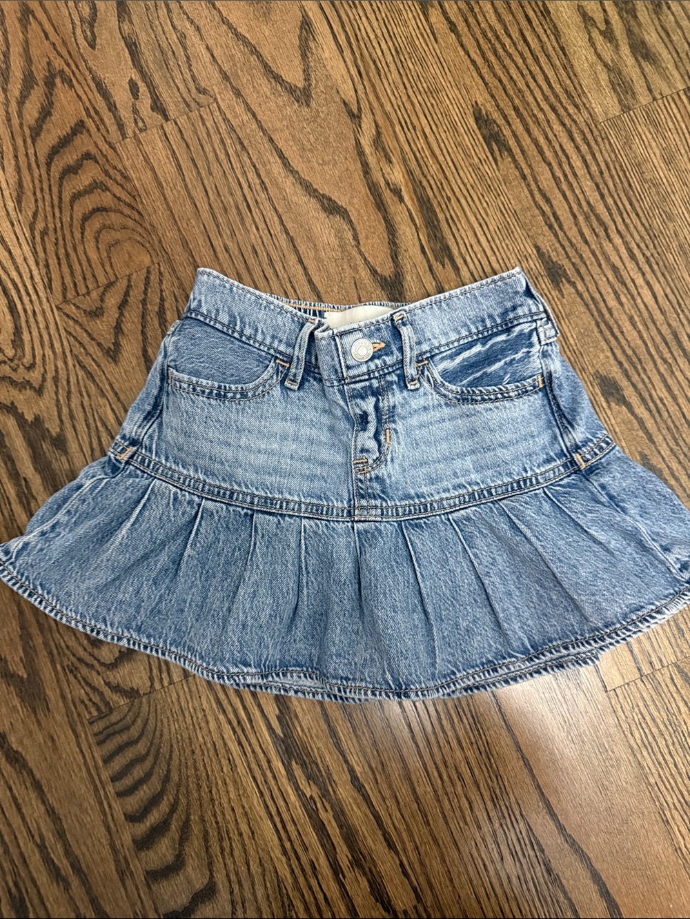 abercrombie kids light blue denim pleated skort